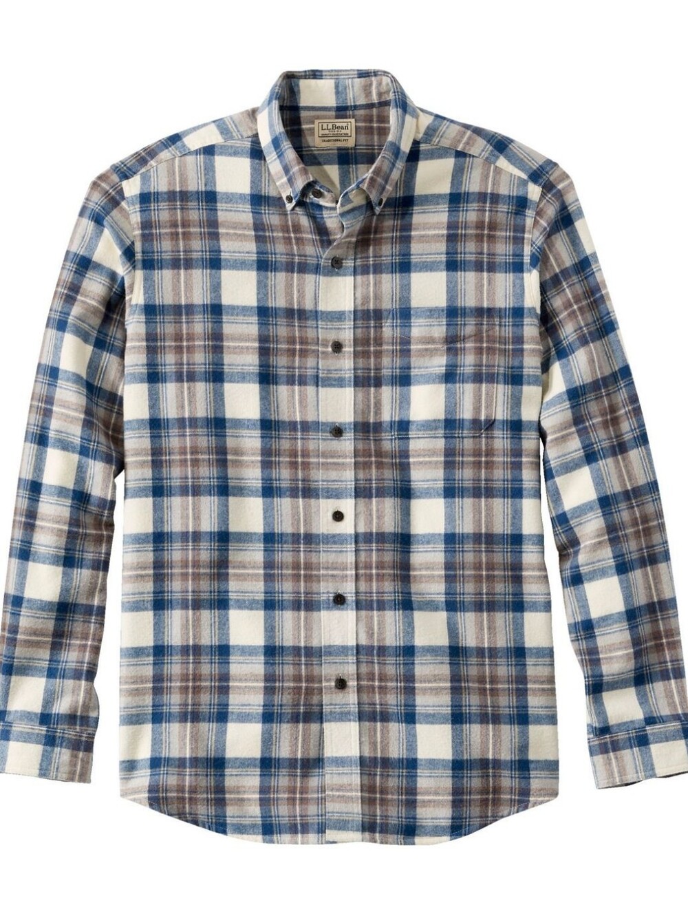 NWT L.L. Bean Scotch Plaid Flannel Shirt Indigo Tartan  Men's Size L